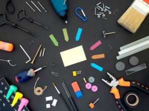 Selection of tools on a table